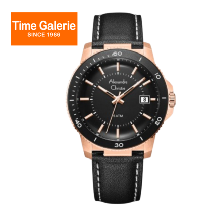 Alexandre Christie ALCW6141MDLBRBA Black Dial Black Leather Strap Analog Men Watch
